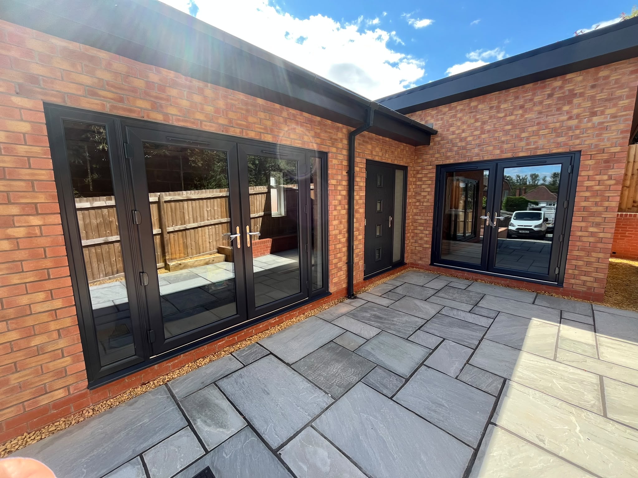 Completed contemporary brick extension